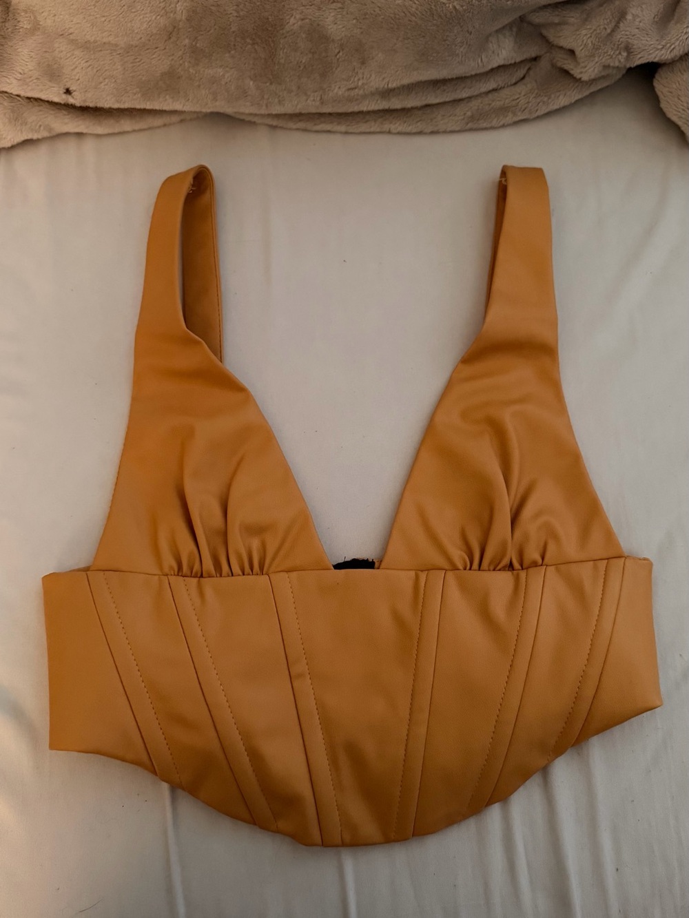 Zara Mustard Tan Cropped Corset Top
